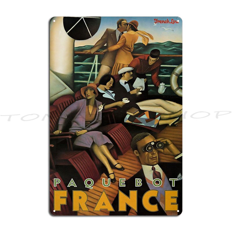 Home Cinema France - ป้ายโลหะโปสเตอร์สไตล์เรโทรของฝรั่งเศส สำหรับตกแต่งโรงภาพยนตร์ ผนังบ้าน หรือห้องพัก ป้ายดีบุกแบบสั่งทำพิเศษ