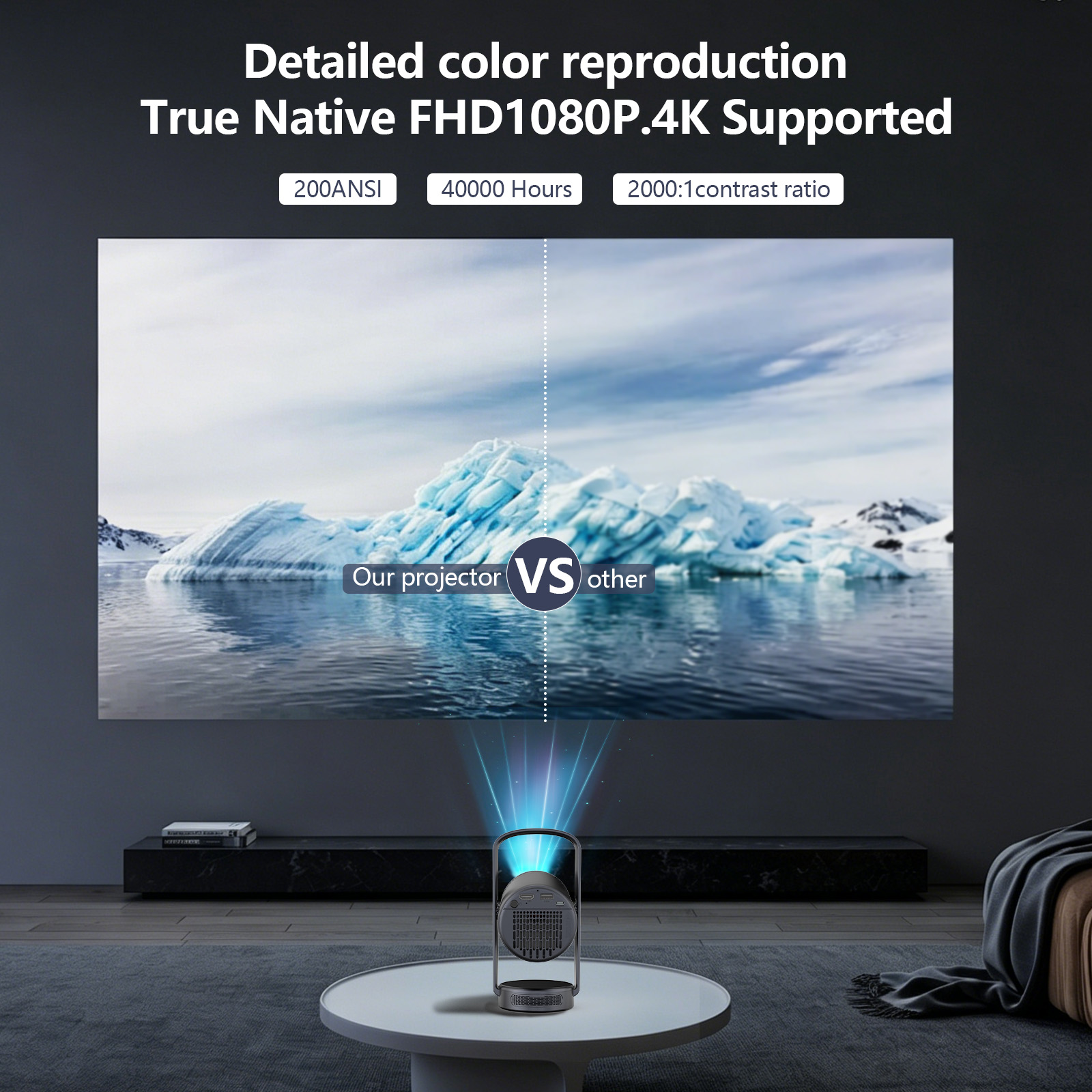 โปรเจคเตอร์พกพาอัจฉริยะรุ่นใหม - Home Cinema Movies บทวิจารณ์และราคา