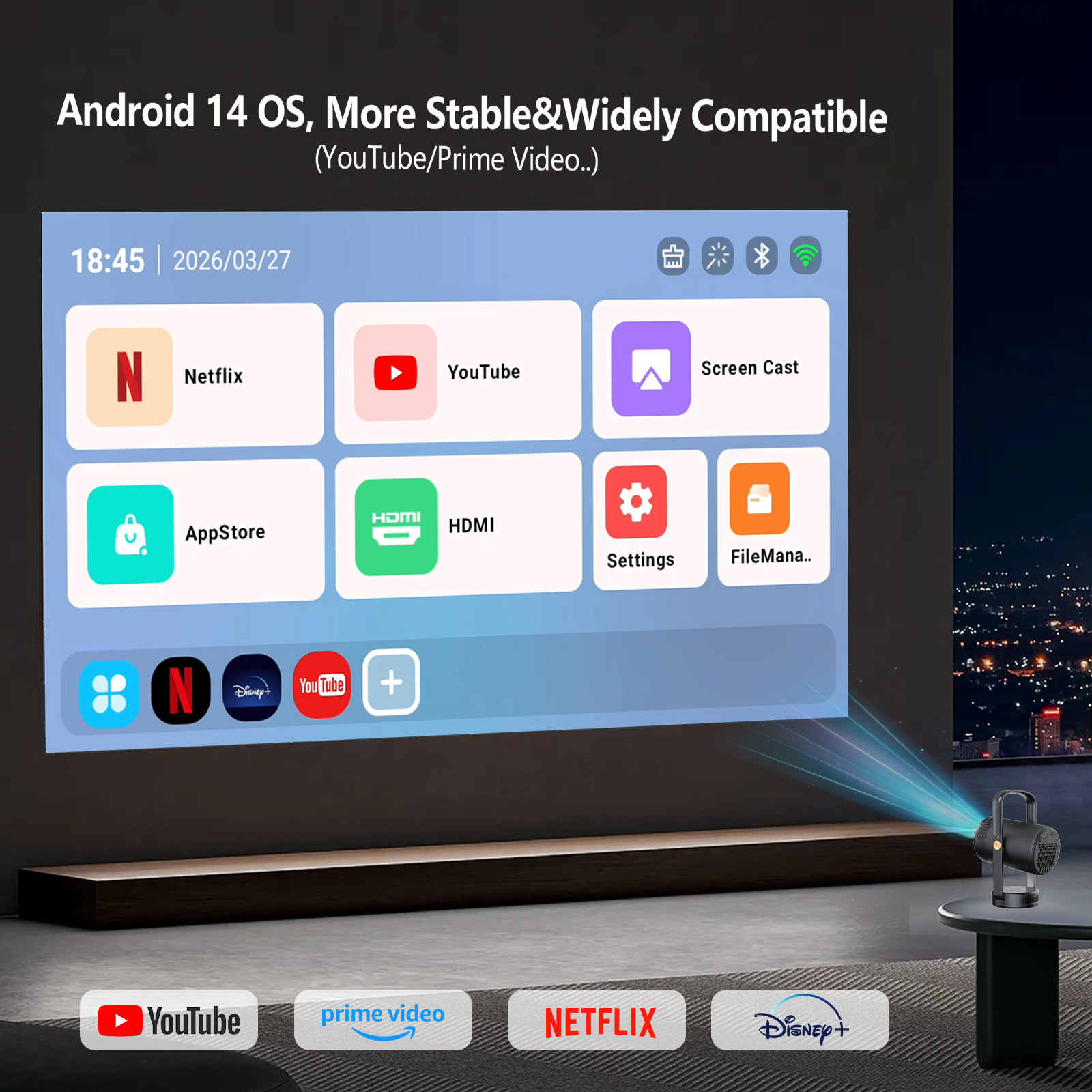 โปรเจคเตอร์พกพาอัจฉริยะรุ่นใหม - Home Cinema Movies บทวิจารณ์และราคา