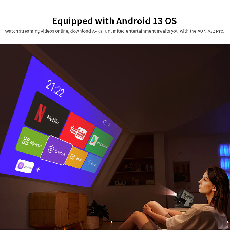 AUN A32 Pro Android 13 โปรเจคเ - Home Cinema Movies บทวิจารณ์และราคา