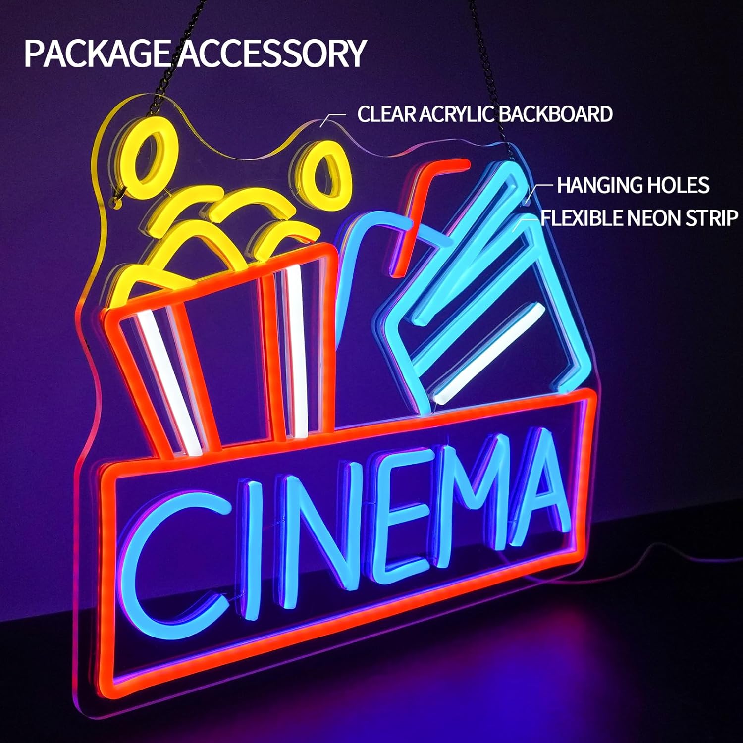 Cinema Neon Sign USB Powered L - Home Cinema Movies บทวิจารณ์และราคา